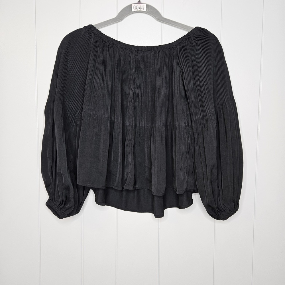 Express XS Black Top Shirt Silky Blouse Long Sleeve‎ Off Or On Shoulders